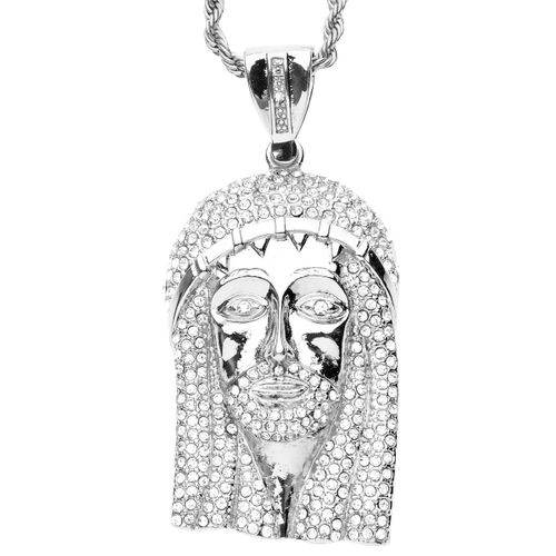 Iced Out Bling Hip Hop Chaîne - Jesus Argent