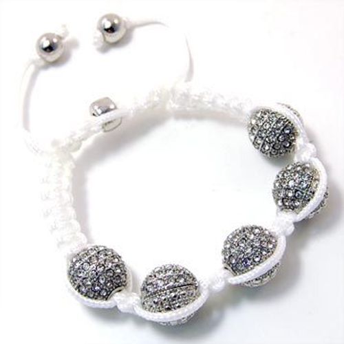 Unisex Bling Bracelet - Disco Ball Double Knot Argent Blanc
