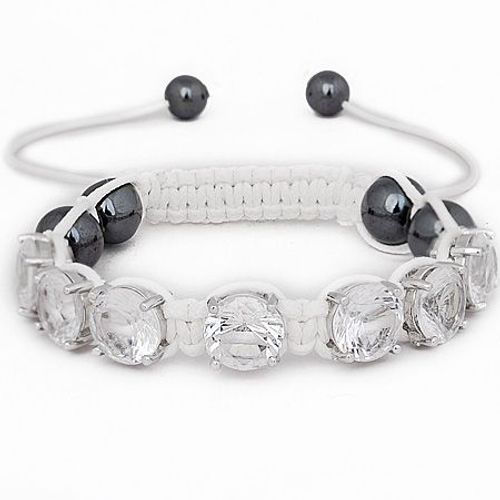 Iced Out Unisex Bracelet - Prong Beads Blanc