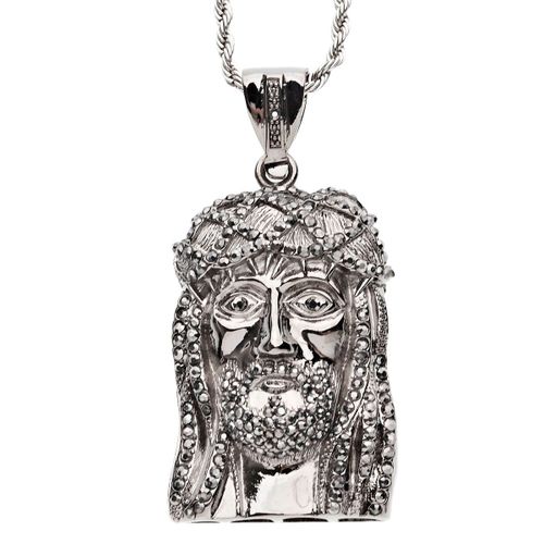 Iced Out Bling Noir Edition Chaîne - Jesus Hematit Noir