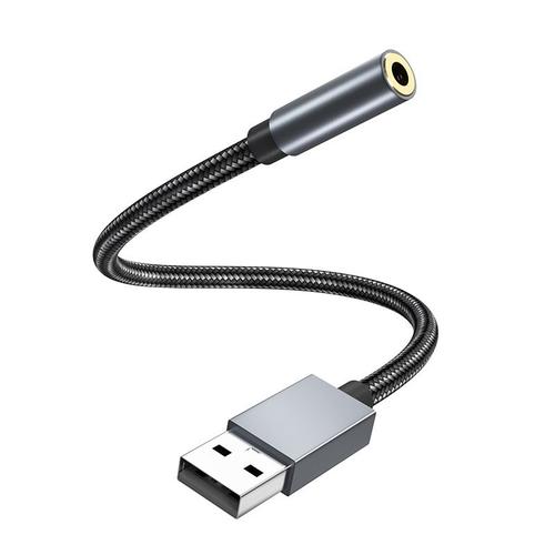 Adaptateur audio USB-A vers prise jack 3,5 mm Gris