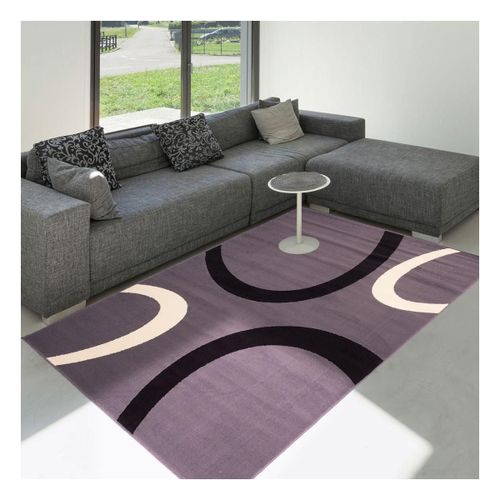 Tapis Salon 160x225 Tissé Gris Rectangle Motif Rond Lyn1 Tempo