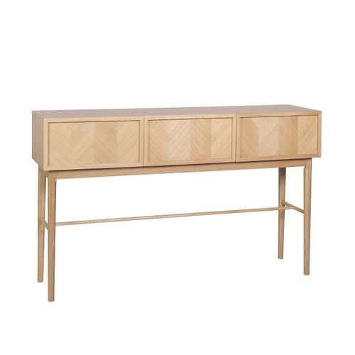 Console En Placage De Chêne Et Bois De Chêne Naturel Avec 3 Tiroirs
