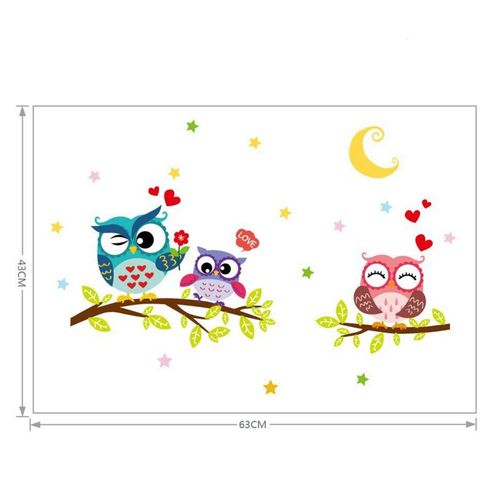 Autocollant Mural De Hibou Rose Rouge, 1 Pièce, Pour Chambre D'enfants, Lampe De Salon Et Papillons, Autocollants De Dessin Animé Amovibles, Stickers De Décoration