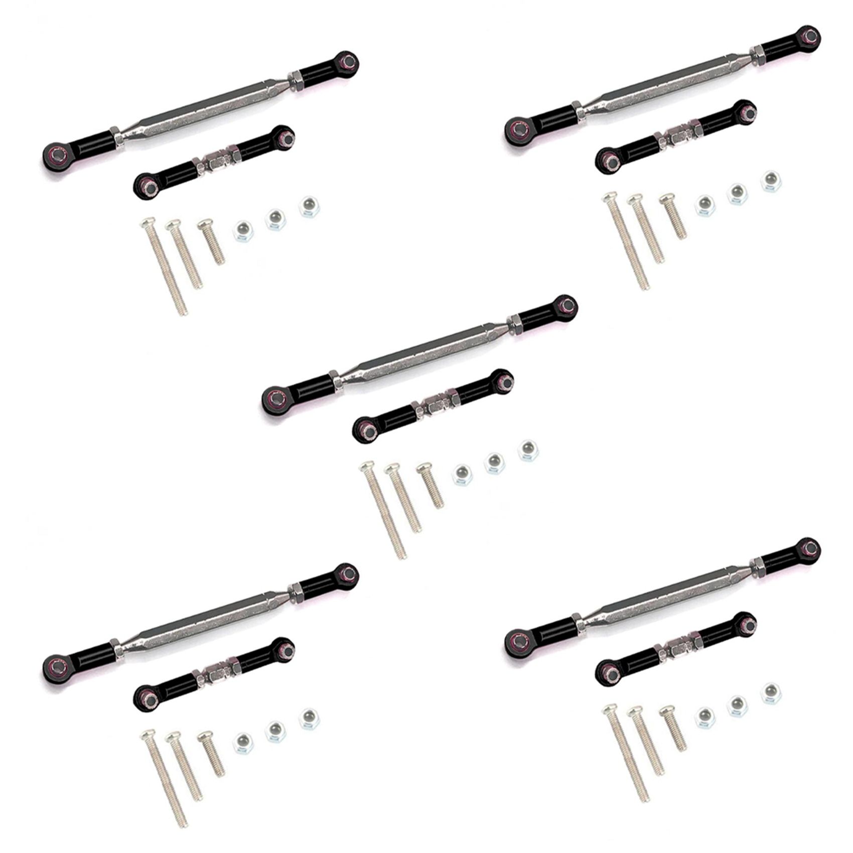 5x Lien Direction En Métal Servo Link Crochet Biellette Pour Mn D90 D99 Mn-90 -45 1/12 Rail De Voiture Télécommandé, Noir