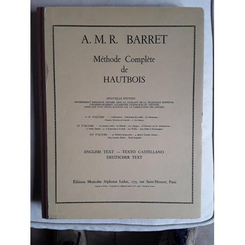 A.M.R Barret Méthode Complète De Hautbois Vol 1 Leduc