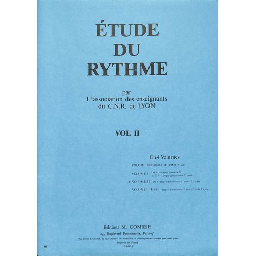 Etude Du Rythme Vol. 2 - Association Des Enseignants Du Cnr De Lyon