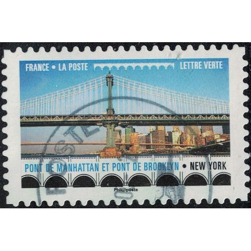 France 2017 Oblitéré Rond Used Ponts Et Viaducs Pont De Manhattan Et Pont De Brooklyn New York Y&t 1475 Su