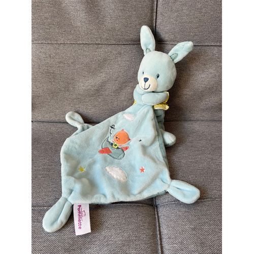 Doudou Lapin Bleu Pommette Avion Nuage