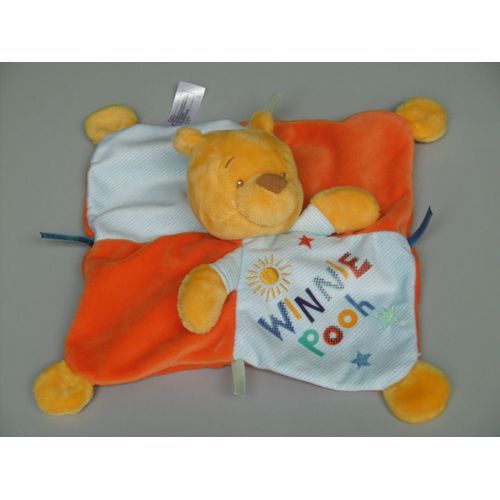 Doudou Winnie Pooh Plat Orange Bleu Blanc Disney Nicotoy