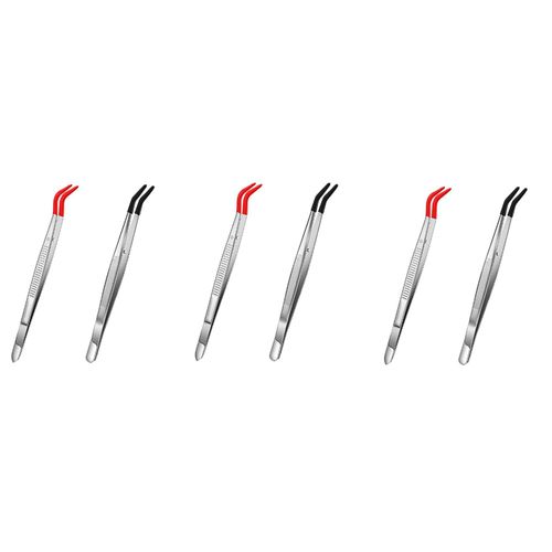 6 Pièces Séries Pinces À Épiler Courbées Pointe En Caoutchouc Courbée Pince Acier Inoxydable Pour La Fabrication De Laboratoire 