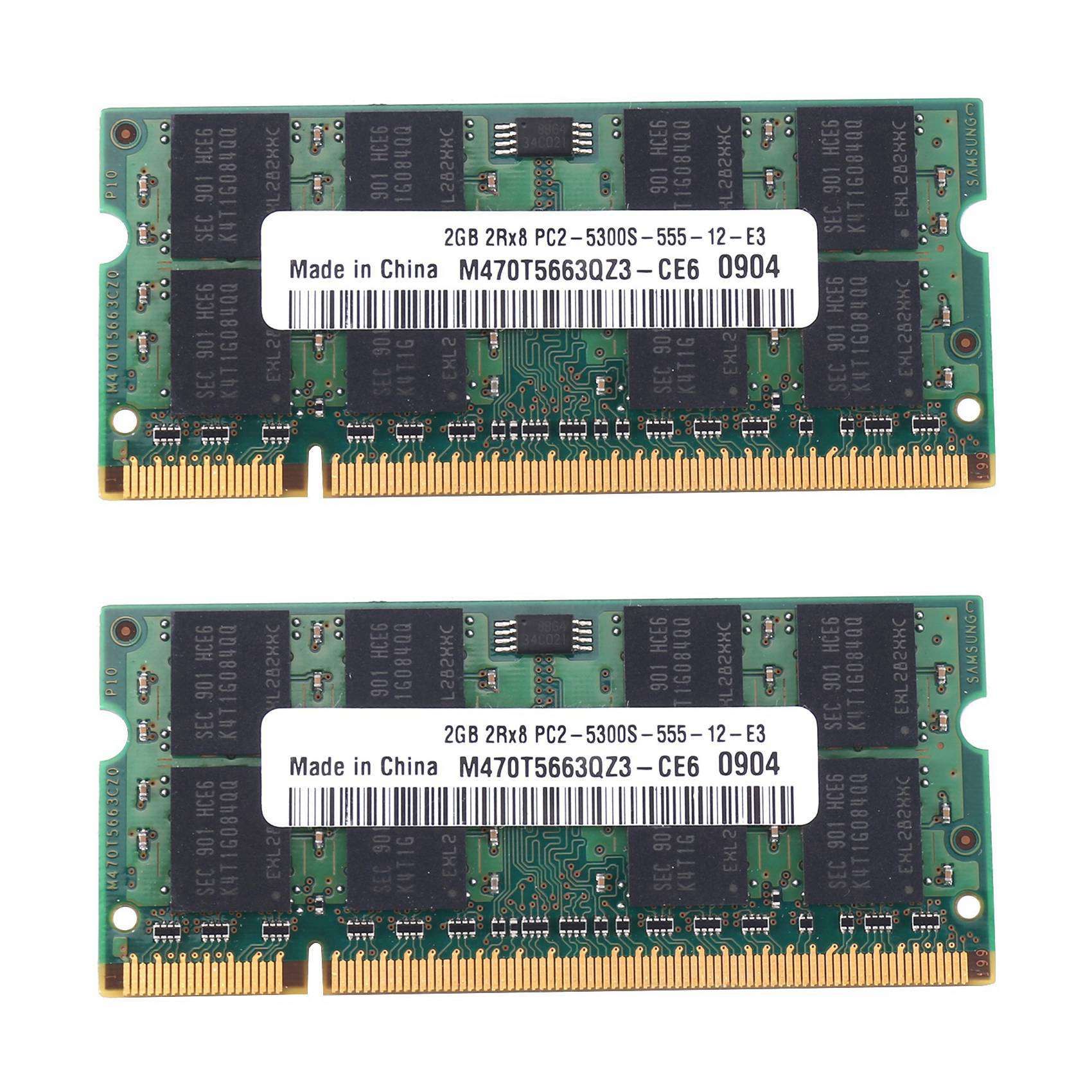 2X Mmoire RAM DDR2 2 Go PC2 5300 Ordinateur Portable SODIMM...