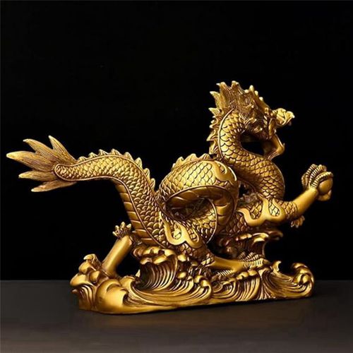 Statue de Dragon Feng Shui Chinois en Laiton, Sculpture, Ornements Table pour et Le Bureau, la Richesse SuccèS, Cadeaux Porte-