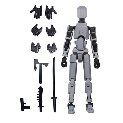 Figurine D'action Robot, Imprimée En 3d Avec Articulation Complète Pour Une Animation Stop Motion Grise