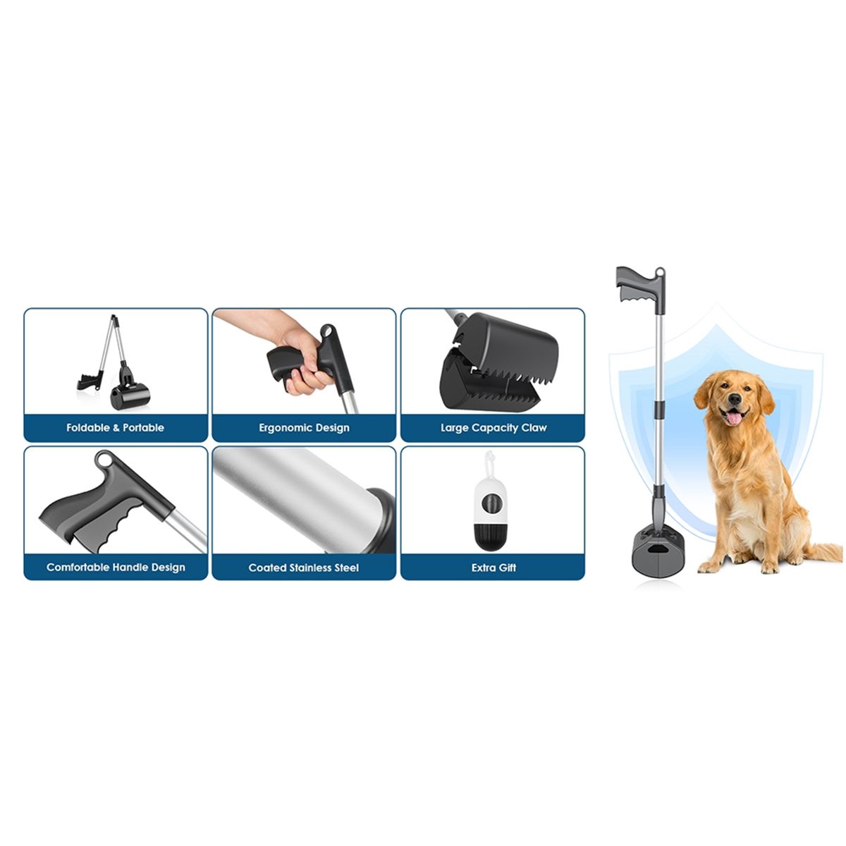 Pelle  Crottes pour Chiens de Grande, Moyenne et Petite Tai... - 2