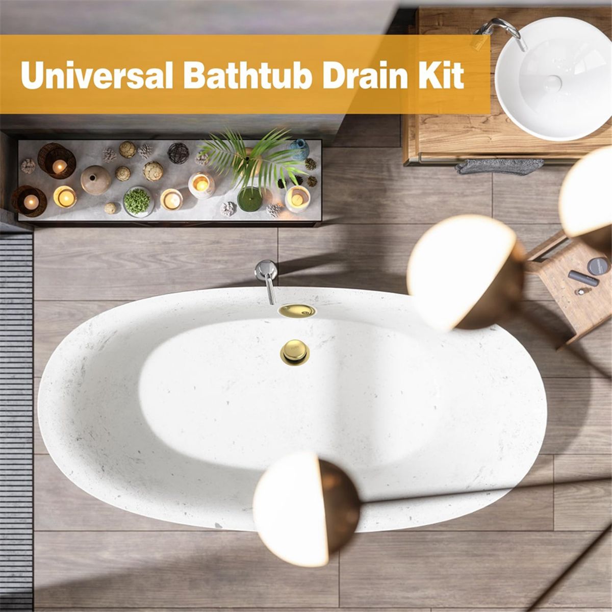 Kit de Trop-Plein Drain Baignoire en Or - Remplacement Unive... - 4