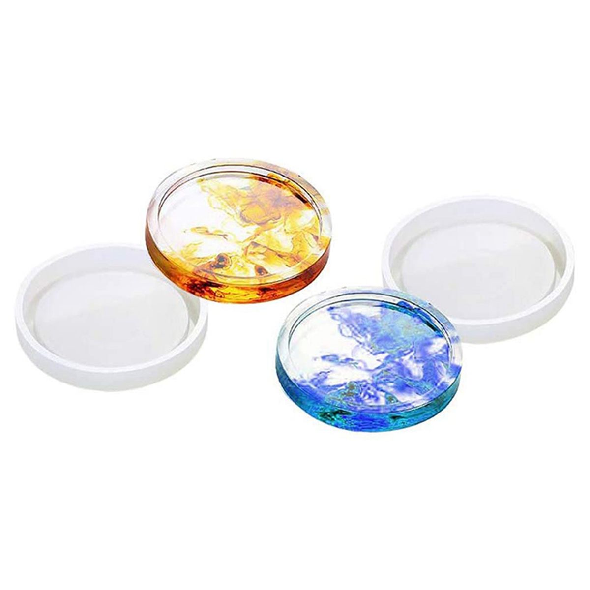 Paquet De 12 Moules  Dessous Verre Ronds En Silicone, poxy... - 2