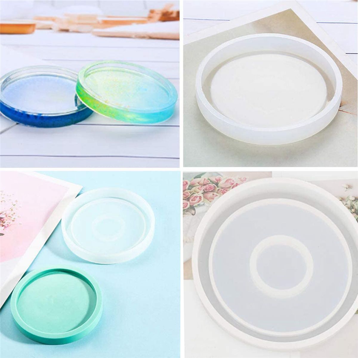 Paquet De 12 Moules  Dessous Verre Ronds En Silicone, poxy... - 4