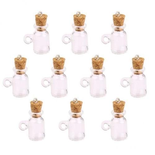 Blesiya 2x 10pcs Bocaux En Verre De Liège Flacons Souhaitant Des Bouteilles Bricolage Pendentif - Forme De Tasse