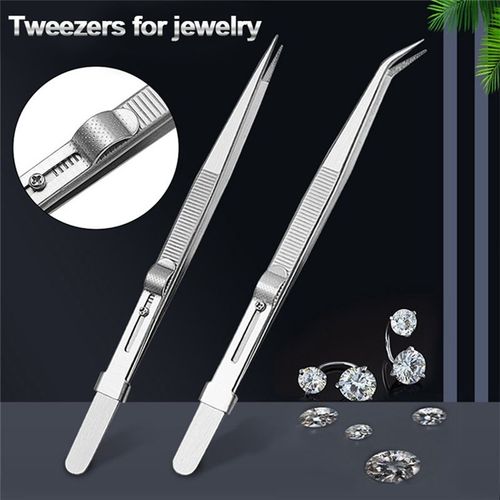 Lot De 3 Pinces À Épiler En Diamant Porte- Outil Ramassage Pince Acier Inoxydable Gemmes 