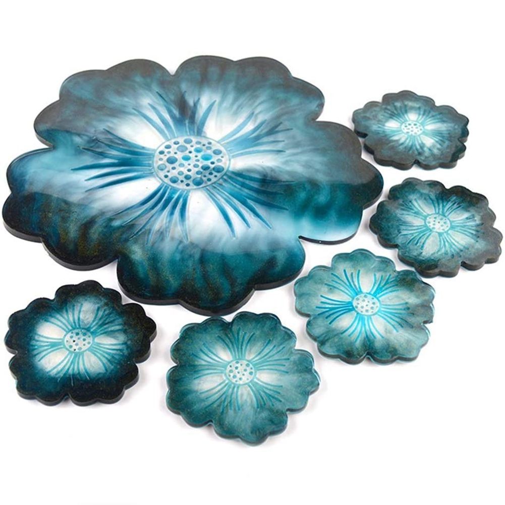 Moules De Dessous Verre En Rsine, Silicone  Fleurs Irrgul... - 3