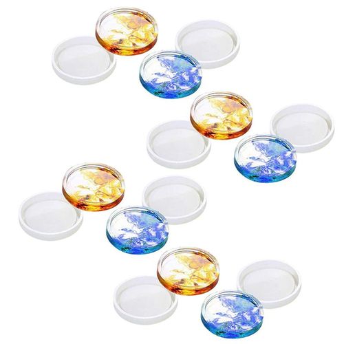 Paquet De 16 Moules À Dessous Verre Ronds En Silicone, Époxy Transparents Couler Avec La Résine
