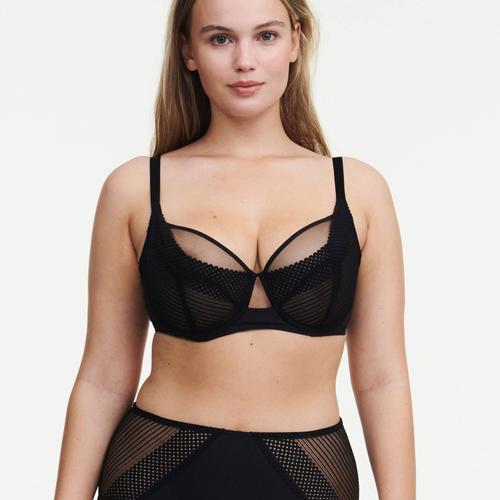 Soutien-Gorge Enveloppant En Maille Et Dentelle - Noir