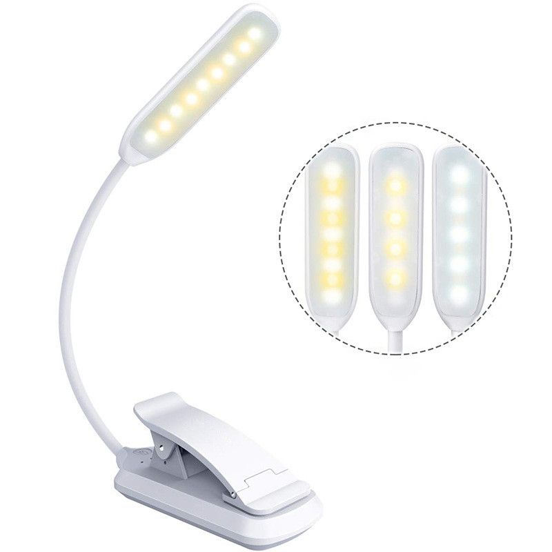 Lampe De Lecture Rechargeable,Liseuse Lampe Clip 9 Led, Gradation Progressive & 3 Modes De Couleur (Blanc )