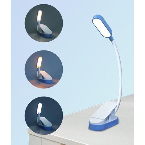 Lampe De Lecture, 9 Led Liseuse Lampe Clip Usb Rechargeable, 360°Cou Flexible, 3 Température De Couleur, Mini Veilleuse(Bleu)