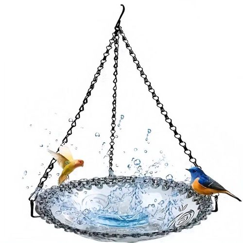 2 Pièces Mangeoire à Oiseaux Suspendue Extérieure Décoration Jardin Plateau de Bain D'Oiseau Abreuvoir pour Animaux Compagnie Fournitures D'Oiseaux, C
