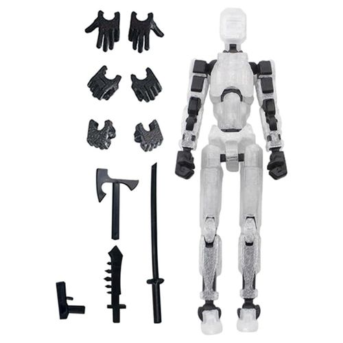 Figurine D'action Robot, Imprimée En 3d Avec Articulation Complète Pour Une Animation Stop Motion Blanche