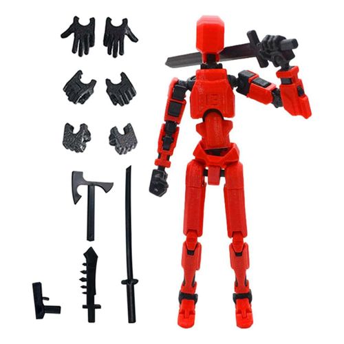 Figurine D'action Robot, Imprimée En 3d Avec Articulation Complète Pour Une Animation Stop Motion Rouge
