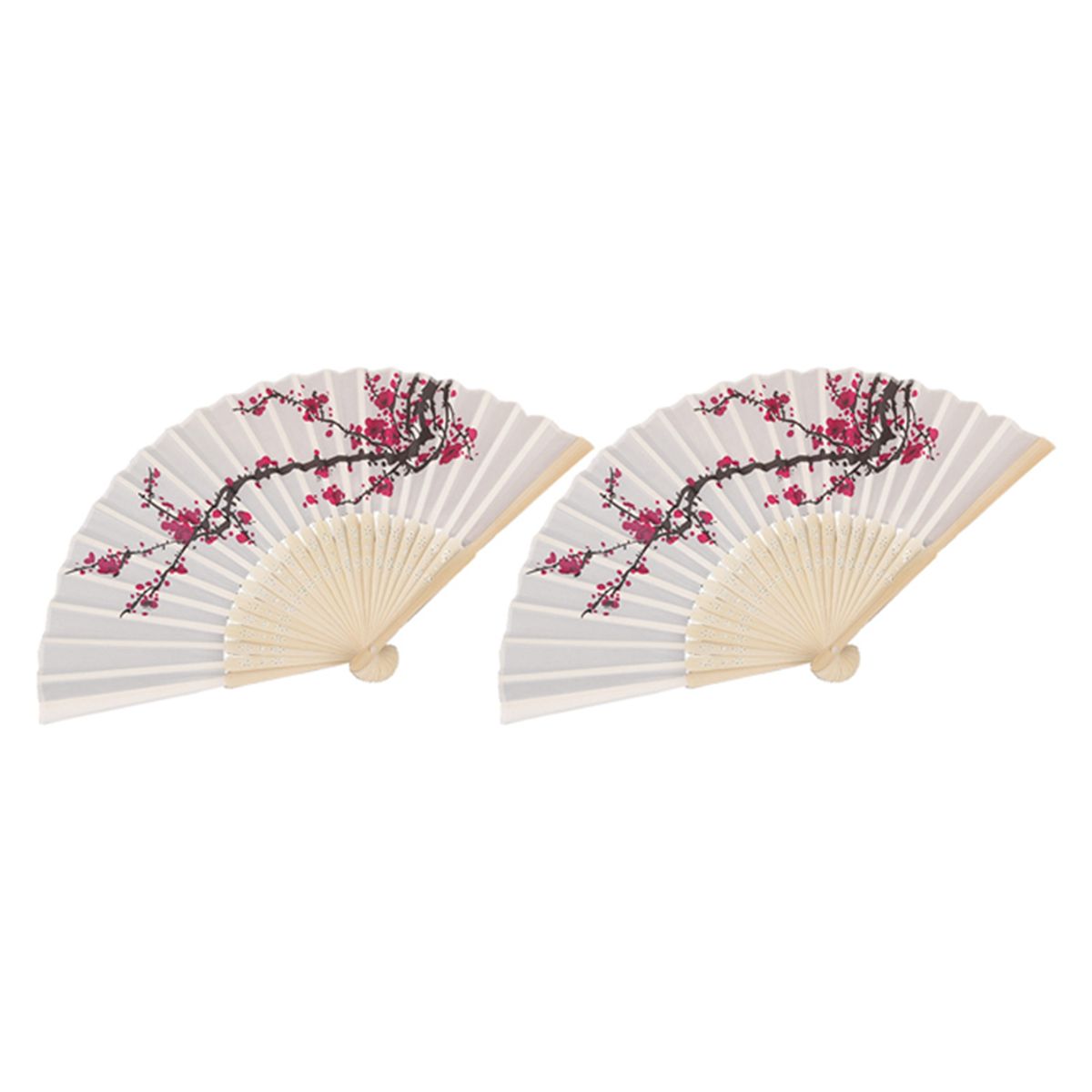 2Pcs Eventail  Pliantes En Soie, Design Fleuri et Fleurs de...