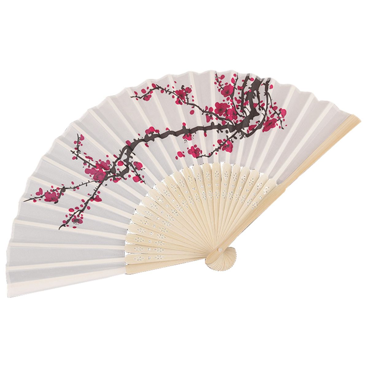 2Pcs Eventail  Pliantes En Soie, Design Fleuri et Fleurs de... - 2