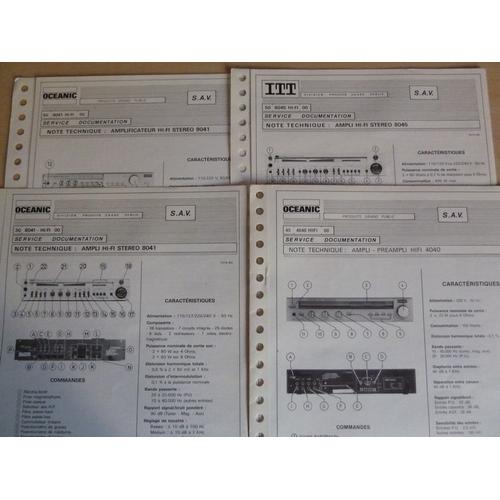 Documentation Technique Itt & Oceanic Amplis Hi-Fi