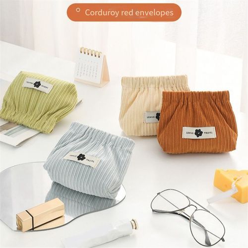 Organisateur D'Attaches de Cheveux éLastiques en Velours CôTelé, Sac Rangement éLastique CôTelé Voyage Portable, Rouge à LèVres