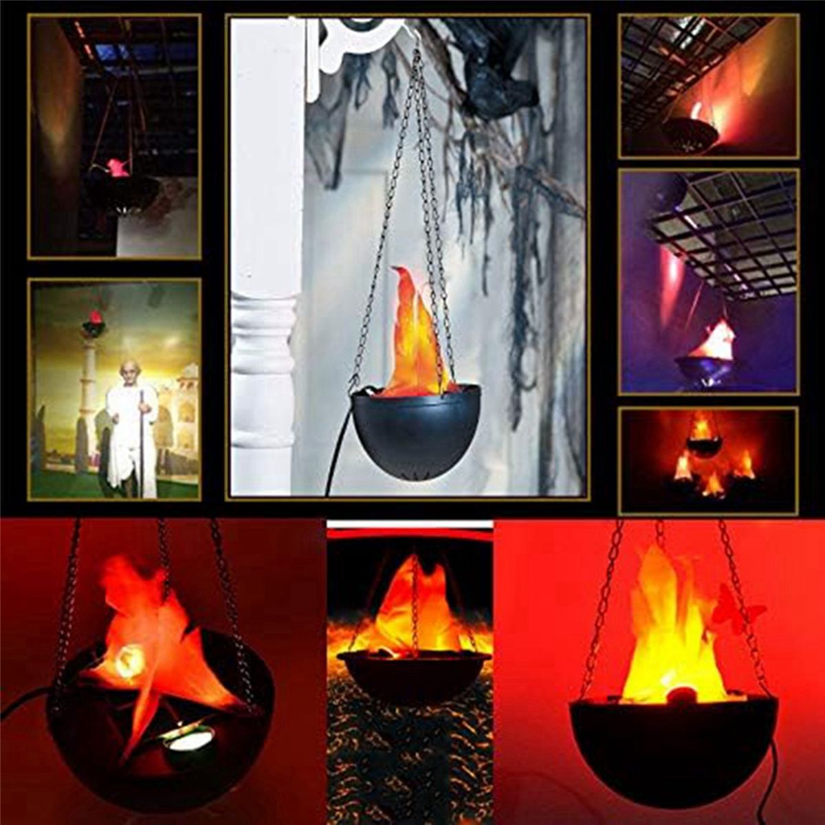3X Faux Feu 3D, LumiRe de Flamme LED Suspendue, Artificiell... - 3