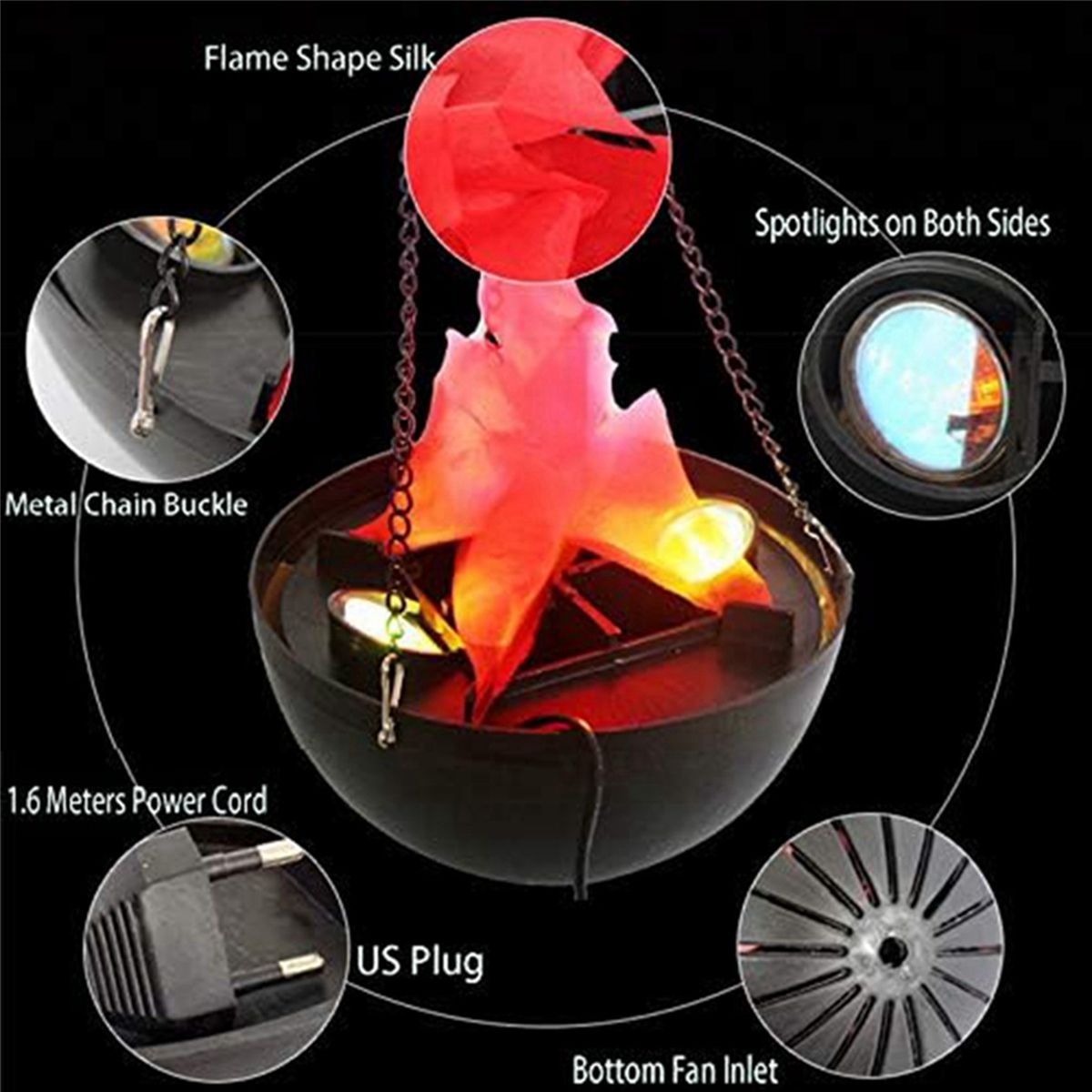 3X Faux Feu 3D, LumiRe de Flamme LED Suspendue, Artificiell... - 4
