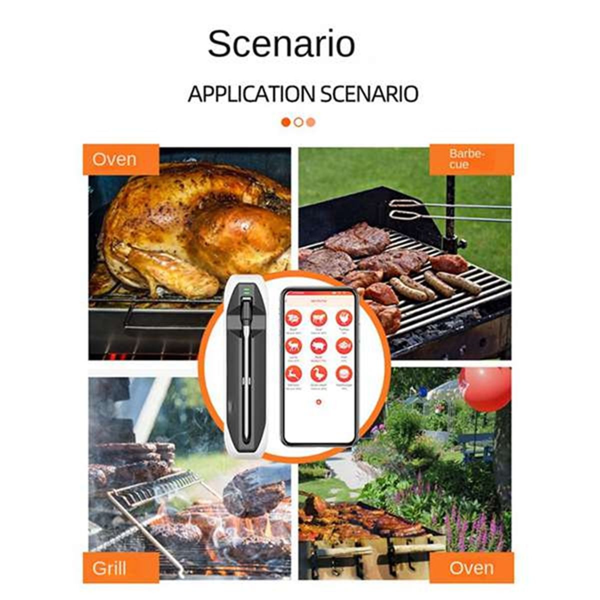 Thermomtre Alimentaire  Viande Sans Fil pour Four Gril Cui... - 2