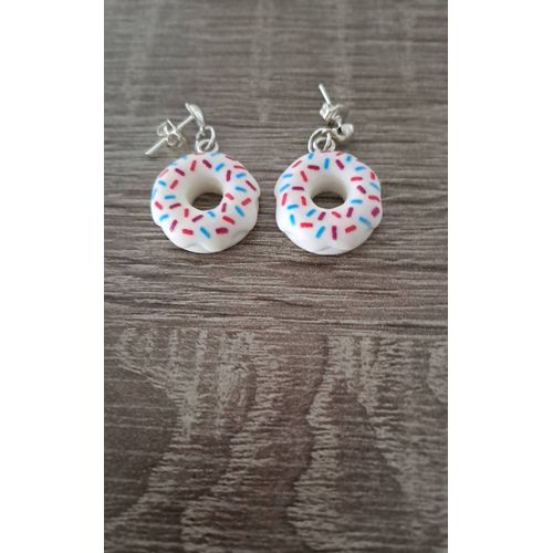 Boucle D Oreilles Motif Donut Blanc