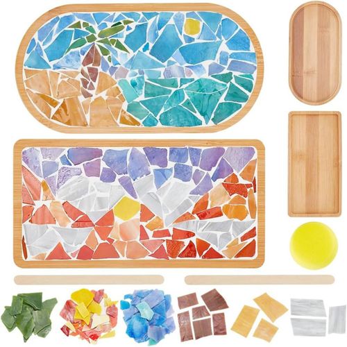Kit D'artisanat De Mosaïque À Faire Soi-Même, Ensemble Dessous Verre En Bambou Avec Plateau Base Vierge, Décoration Artistique Faite La Main Pour