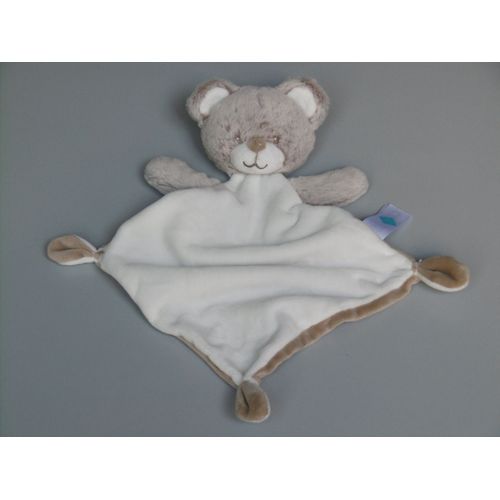 Doudou Ours Plat Blanc Beige Marron Carrefour Tex Baby