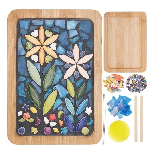 Kit D'artisanat De Mosaïque Bricolage Kits Sous-Verres En Bambou Pour Adultes Débutants, Avec Base Dessous Verre Rectangulaire Faite À La Main