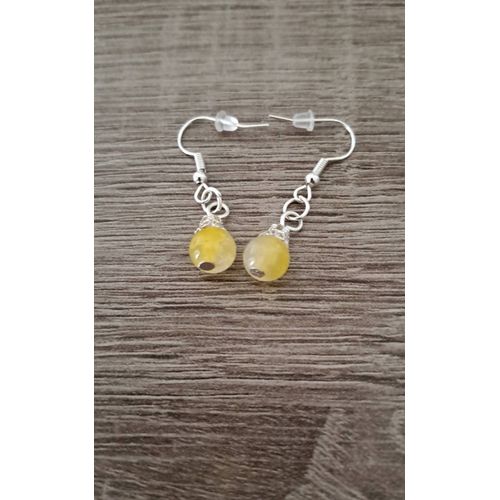 Boucle D Oreilles Petite Boule En Verre Dégradé Jaune