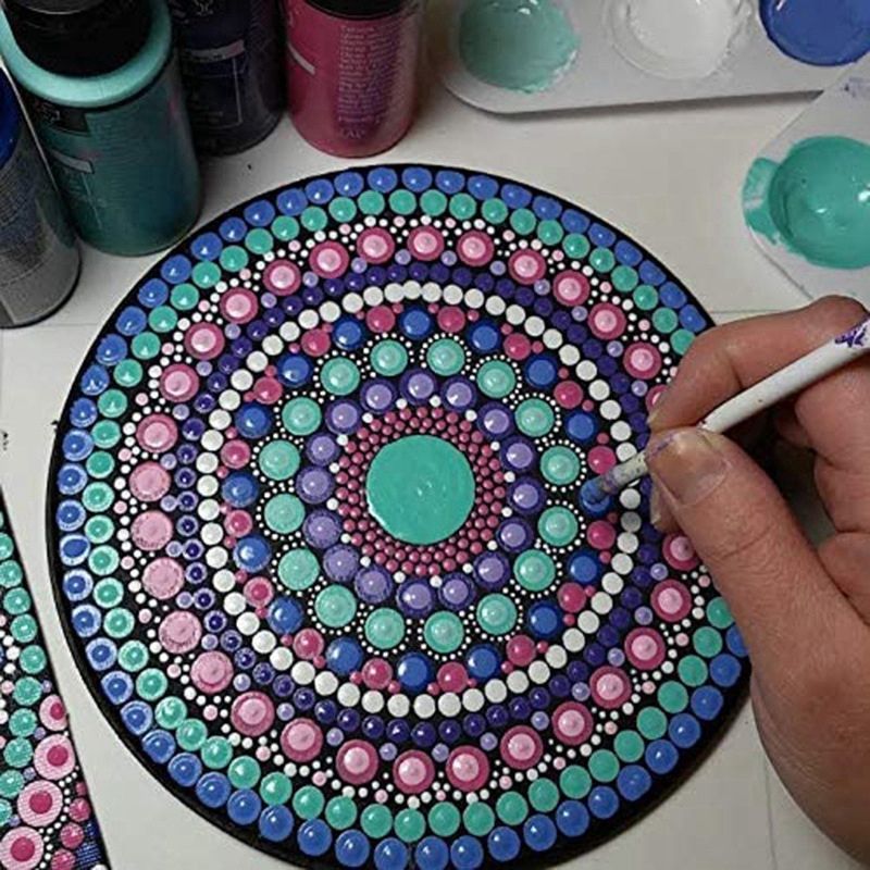 8 Pices 15 Cm Noir Mandala Papier Kraft Carton Rond Pour Pe... - 2