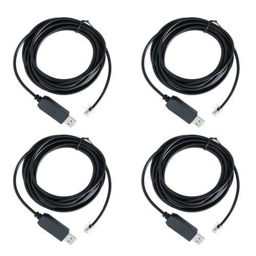 4X Adaptateur USB Vers Rj11 Rj12 6P4C Câble de ContrôLe SéRie EQMOD pour - Pc Connect Commande Manuelle, 1,8 M