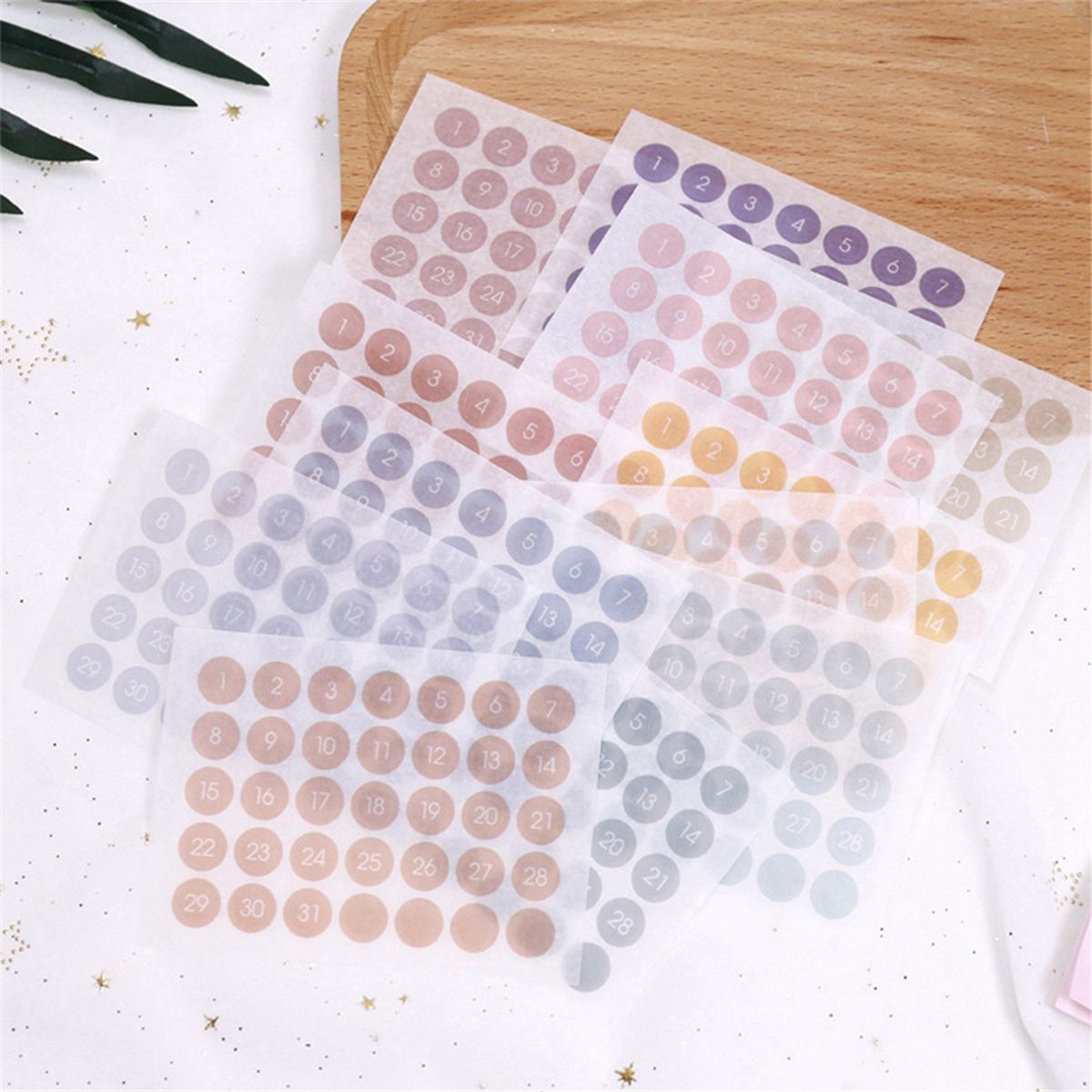 12 Pices Color Rond Numro Date Autocollant Journal Cahier... - 3