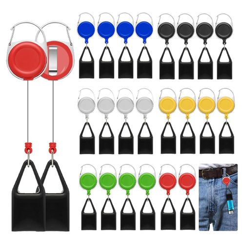 24 Pièces 6 Couleurs Porte-Clés Rétractable En Plastique Boucle À Dégagement Facile Porte-Briquet Étui Briquet Extensible Avec Clip De Ceinture