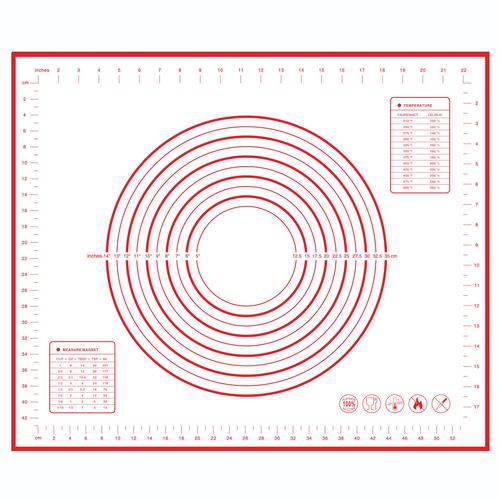 Grande Plaque De Cuisson Pour Tapis De Pâtisserie Avec Échelle De Mesures Rouge 52x42 Cm