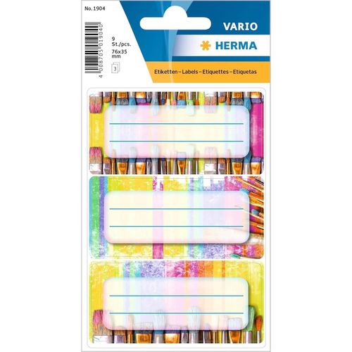 Herma Etui De 9 Étiquette Pour Livres Vario 76x35mm Motif Pinceaux